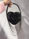 Luxuriöse Glitzer-Blumen-Strass-Diamant-Quasten-Abendtasche Herzförmige Damenhandtasche Hochzeit Party Clutch Umhängetasche