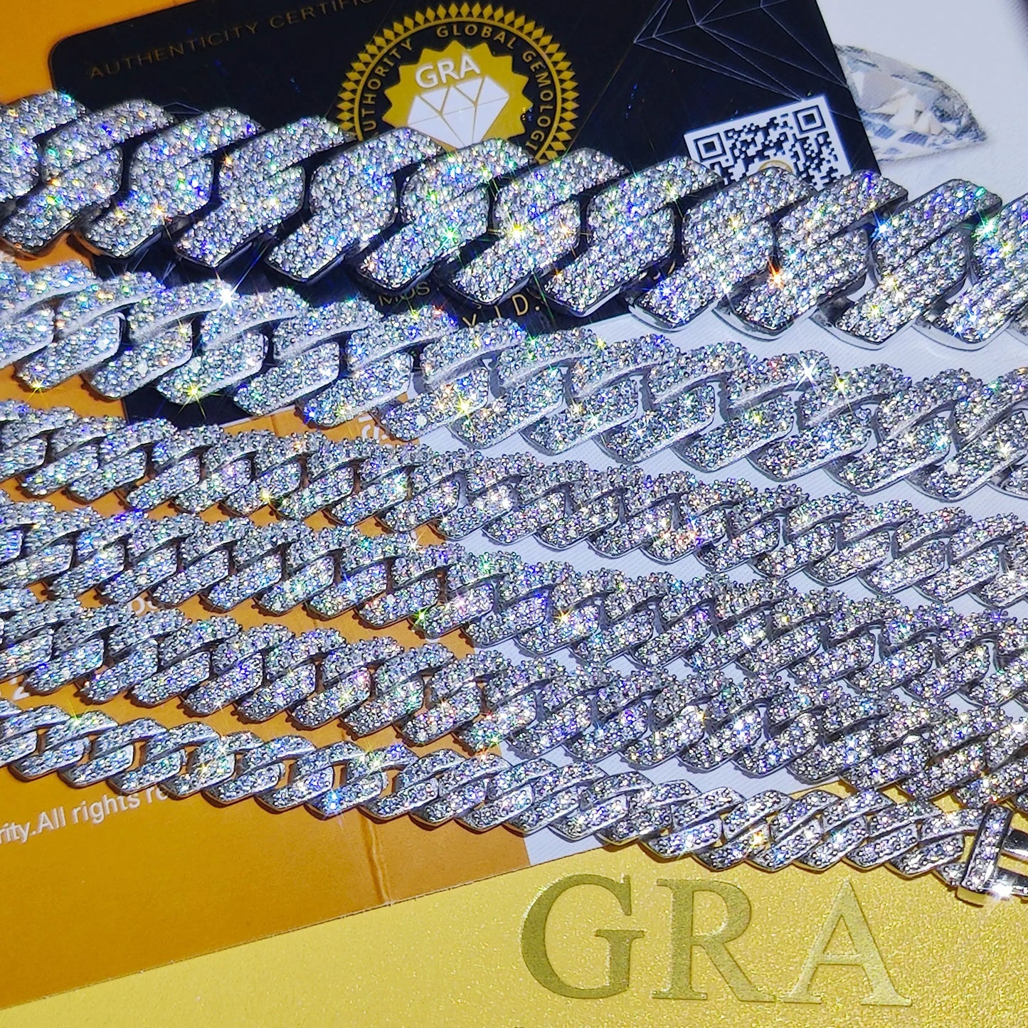 Pass Diamond Test Hip Hop Jewelry VVS1 Stone Shiny 2row 3row Men Women 925 Sterling Silver Necklace Moissanite Cuban Link Chain