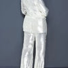 Sequin Blazer V-Neck Two Piece Pant Suit Set