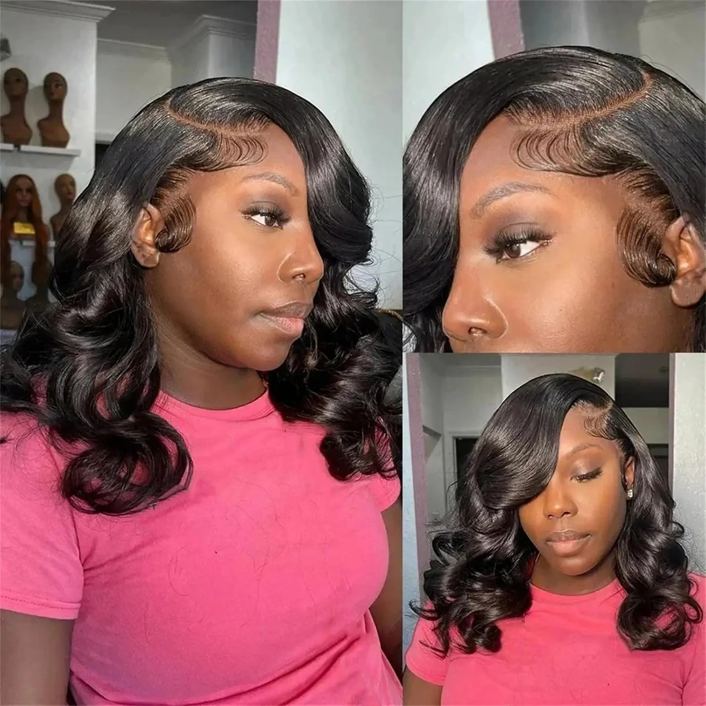 Brasilianische Body Wave Short Bob Perücke 13x4 Lace Frontal 4x4 Verschluss Echthaar Perücke 200 Dichte Für Frauen Mit Natürlicher Welle Bob Perücken