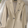 High Quality Long Sleeve Female Blazer Women Blue Coffee Khaki Single Button Slim Jacket Ladies Business Work Wear Formal Coat