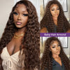 300 Density Chocolate Brown Deep Wave Lace Front Human Hair Wig 40Inch Color Hd Lace Frontal Wig For Women 13x6 Water Curly Wigs
