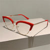 2023 New Vintage Cat Eye Glasses Frame New Stylish Semi Metal Rim Women Eyewear Trendy Brand Design Non-prescription Eyeglasses