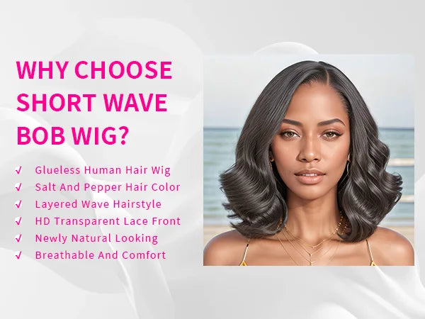 Salz-und-Pfeffer Loose Wave Lace Front Bob Perücke Echthaar Seitenscheitel 5x5 HD Verschluss Lace Perücke Ready To für schwarze Frauen