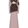 Articat Elegantes Mesh-Patchwork Langarm-Bodycon Party Club Abendkleid Sexy Doppellagiges Perspektivkleid Herbstkleidung