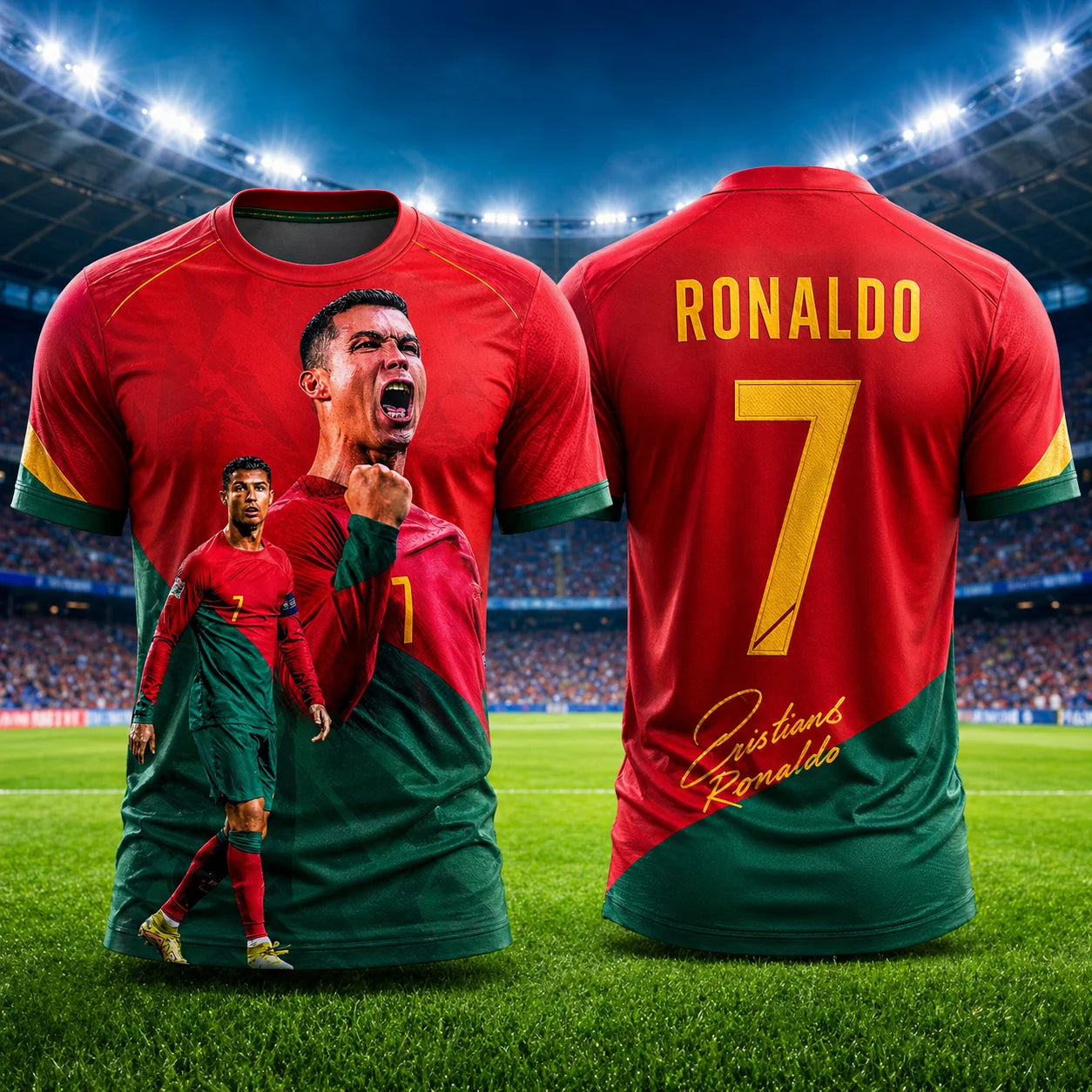 2026 New Ronaldo No.7 Football Jersey Oversized Breathable Training Uniform Soccer Shirt Kids Adult Match Fan Sportswear Tee