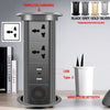 Motorized Lifting Pop Up Tower Power Outlet Hidden Mounted Kitchen Worktop USB Type C Socket with Speaker Wireless Charging