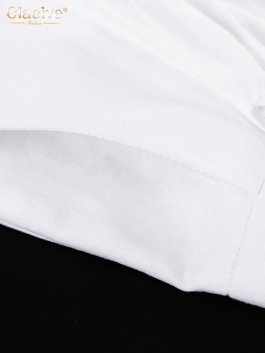 Clacive Summer White Linen Two Piece Set For Women 2023 Fashion Sleeveless Tank Top New In Matching High Waist Wide Pants Set