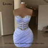 LIVANKA  Fashionable Sheath Homecoming Dresses For Women Pearls Pleat Ruched Satin Vestidos De Festa Customized Plus Size