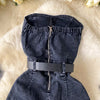 Damen Jeans Jumpsuit Sommer Playsuit Mode Hot Drill Hoher Bund Schmal Ärmellos Trägerlos Gürtel Outfits