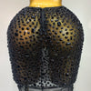 Luxury Rhinestone Mesh See Through Celebrate Birthday Dress Sparkly Top Short Skirt Two Pieces Sets Performance Stage Costume