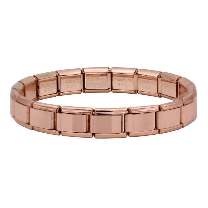Hapiship 2024 Women's Jewelry 9mm Width Itanlian Elastic Star Heart Butterfly Charm Bracelet Fashion Stainless Steel Bangle ST-
