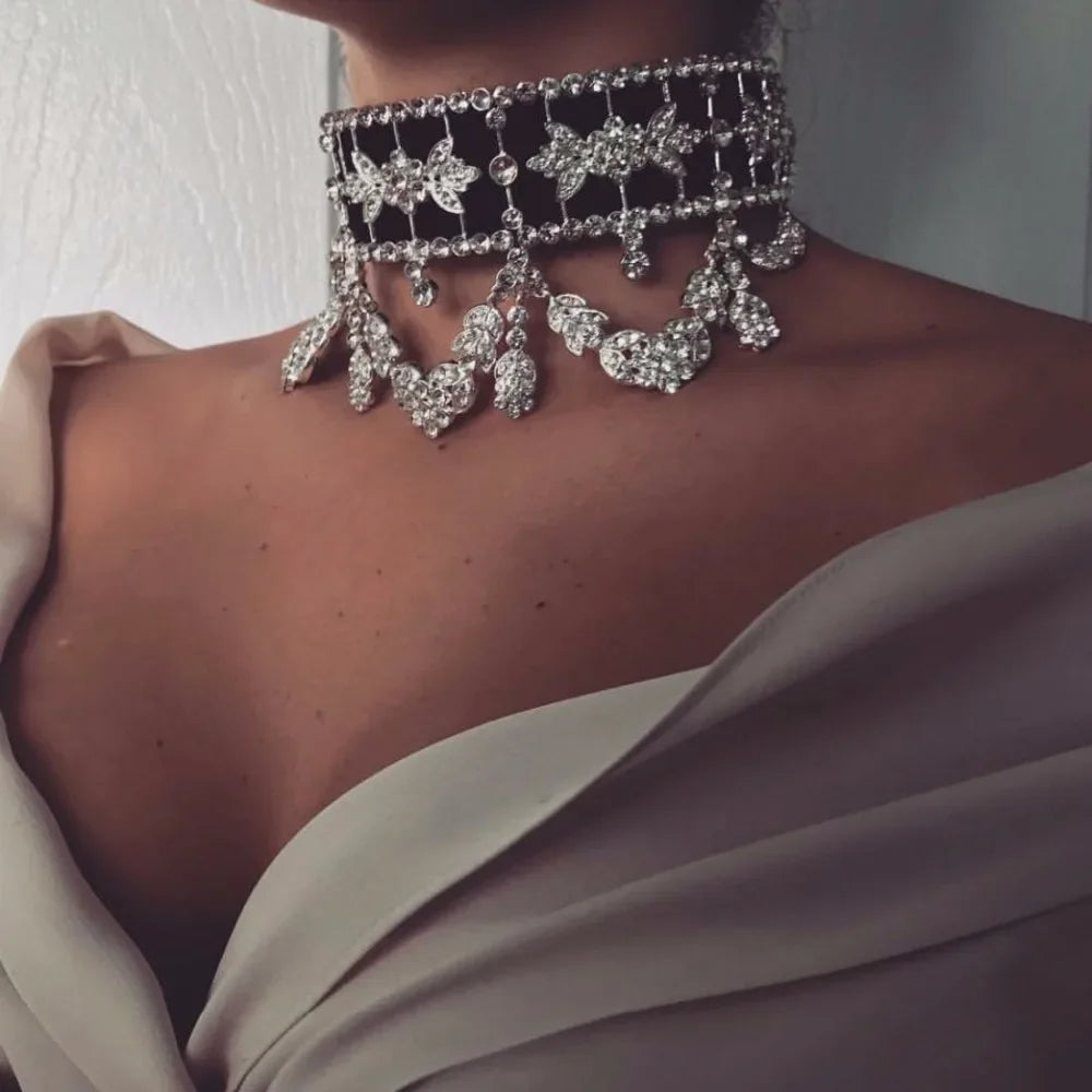 Modische Kristall-Strass-Choker, Samt-Statement-Halsketten für Damen, Collares, Schmuck, Partygeschenk