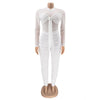 Sexy Mesh Patchwork Jumpsuits for Women Elegant Long Sleeve Bandage One Piece Party Long Bodysuit