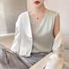 Silk halter V-neck sleeveless bodice Satin vest lace with beautiful back summer jacket with suit top