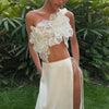Sexy 3D Flower Vest Skirt Sets Women Slim Sequin Lace Up Crop Tops High Split Long Skirts 2026 Summer Lady Vacation Outfits