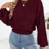 Women's Solid Color Round Neck Lantern Long Sleeve Knitted Sweaters for 2026 Autumn Winter Woman Clothes Yellow Red Khaki Tops