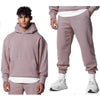Men's Thick Cotton Training Sets Hoodie Casual Sports Pullover Hooded 2-piece Top with Pants Sweatshirts Gym Running Tracksuits
