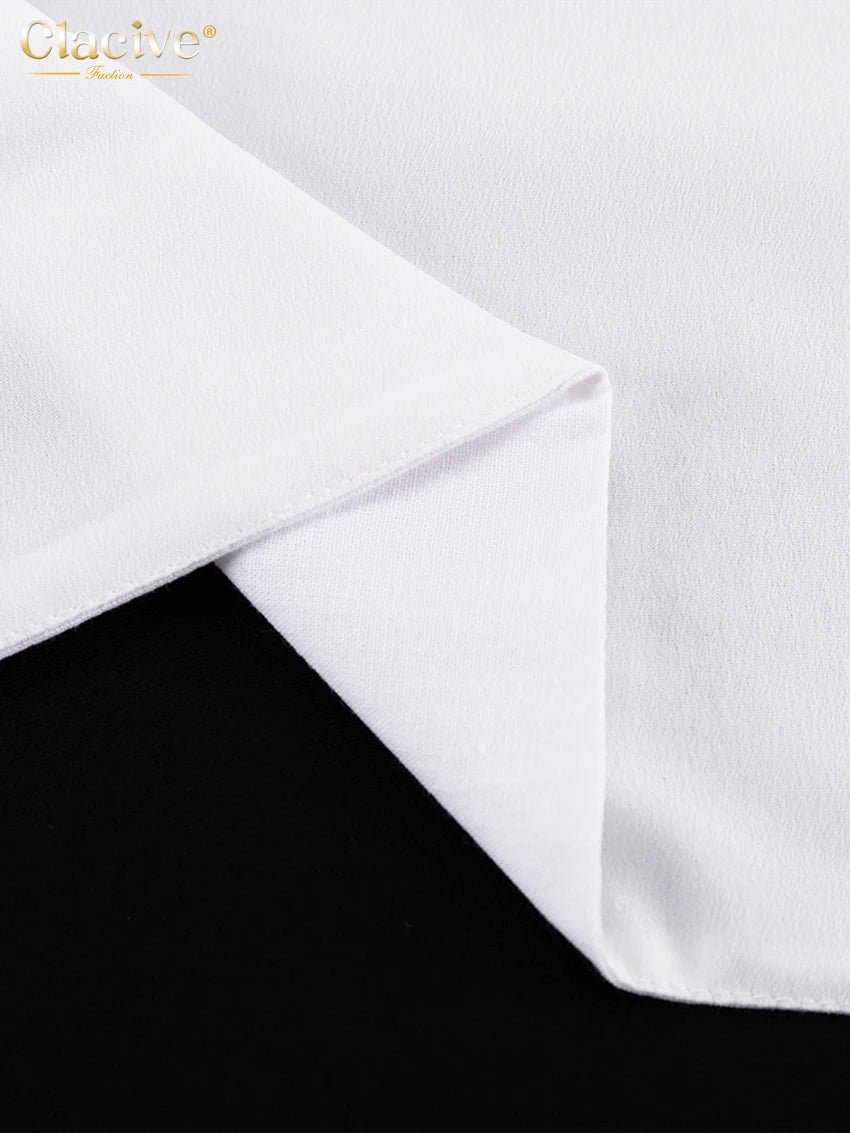 Clacive Summer White Linen Two Piece Set For Women 2023 Fashion Sleeveless Tank Top New In Matching High Waist Wide Pants Set