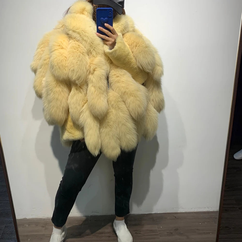 GO BALLISTIC YA Fox Fur Coat 2023 Winter New Natural Fur Clothing Fur Outwear 7337