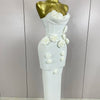 Sexy Fashion White Elegant Strapless Flower Bodycon Long Dress Women Casual Streetwear Club Birthday Party Slim Elegangt Dresses