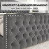 King Size Platform Bed Frame, Velvet Upholstered Bed with Deep Button Tufted & Nailhead Trim Wingback Headboard