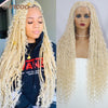Boho Box Braided Wigs, gelocktes Kunsthaar, volle Lace-Front-Perücken für schwarze Frauen, Goddess Locs Braid Wig, Bohemian Box Braid Wig