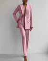 Pant Suits Women Blazer Double Breasted Blazers Ankle Length Pencil Pants Two Pieces Solid Office Lady Summer Slim Fit 2025