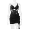 Sexy Spaghetti Strap String Cross Bodycon Dress for Women Solid Backless Cut-out Night Club Dress Summer Sleeveless  Mini Dress