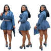 Two Piece Sets Women Denim Skirt Hooded Zipper Tops Short Dress Sets Skirts A Line High Waist Y2k Streetwear Elegant Slim Fit