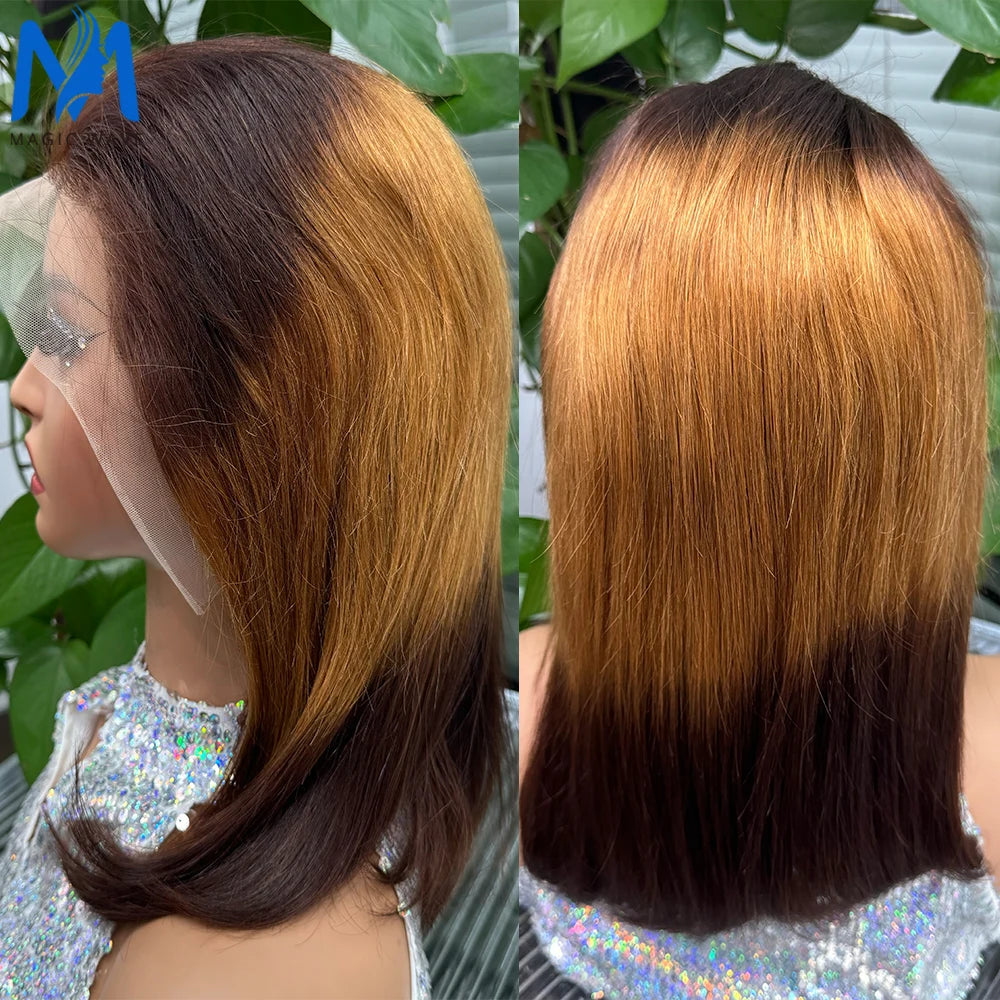 4/30/4 Farbe Echthaar Bob Perücke Glatt 13x4 Lace Front Echthaar Perücken Brasilianische Perücke Kurze Echthaar Bob Perücken Ombre Perücke