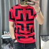 Luxury Men Autumn Knitted Tshirt 2024 Korean O-neck Short Sleeve Top Tees Streetwear Male Social Club Slim Fit Casual T-Shirt