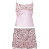 Sexy Sequins Tassel Skirt Sets Women Sling Crop Tops Hip Package A-line Short Skirts 2025 Summer Chic Beach Party Outfits Lady