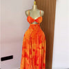 CM.YAYA Damen Blumenmuster Trägerloser Rückenfreier BH Vorne Großes Swing Maxi Langes Kleid 2025 Vintage Sexy Club Party Abendkleider