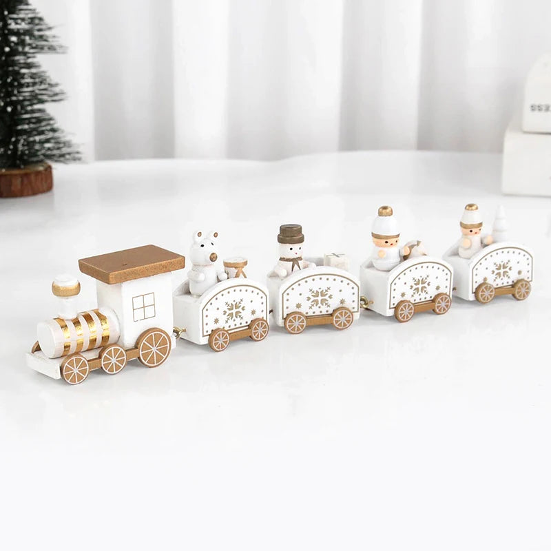 Weihnachten Holzeisenbahn Frohe Weihnachten Dekorationen für Zuhause 2024 Weihnachtsbaumschmuck Navidad Noel Kindergeschenk Frohes Neues Jahr 2025