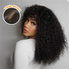 Kinky Curly Short Bob Wig mit Pony Echthaar Glatt Pony Bob Perücke Klebstofflose Minimalistische 2x1 Lace Scalp Bob Pony Perücke für Frauen
