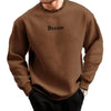 Men Fall Winter Sweatshirt Round Neck Long Sleeve Men Top Letter Print Thick Loose Warm Mid Length Men Casual Top