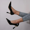 Schuhe Damen 2024 Trend Neue Sommer Rote Absätze Elegante Damen Schwarze Pumps mit Absatz Spitz zulaufende Pumps Kleid Leder Weiße Damenschuhe