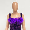 Damen Partykleid Ärmellos Glänzende Pailletten Feder Abendkleid Sexy schulterfrei rückenfrei Mini Formelle Ballkleider HXY8