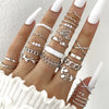Silver Color Geometric Knuckle Rings Set For Women Eye Cross Sun And Moon Leaf Charm Finger Ring Female Boho Party Jewelry