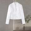 Urban White Women Blazer Coats Elegant Single Breasted V-neck Long Sleeve Female Jacket 2025 Autumn Office Lady Outwears