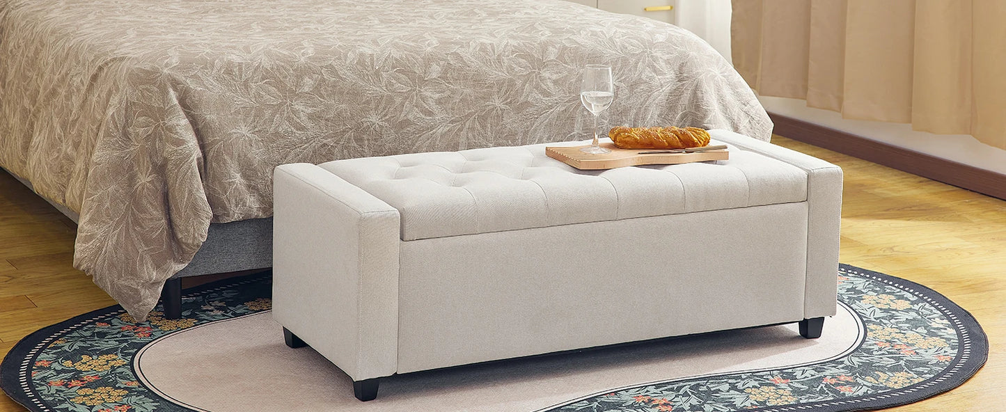 Redlife 47,8'' Aufbewahrungs-Ottomane, klappbare Aufbewahrungsbank mit aufklappbarem Deckel und sicheren Scharnieren für Wohnzimmer, Schlafzimmer, Eingangsbereich