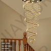 Staircase Long Pendant Lamp, Villa Lamp, Crystal Hanging Line Lamp, Duplex Living Room Spiral Lamp, Glass Romantic Decorative La