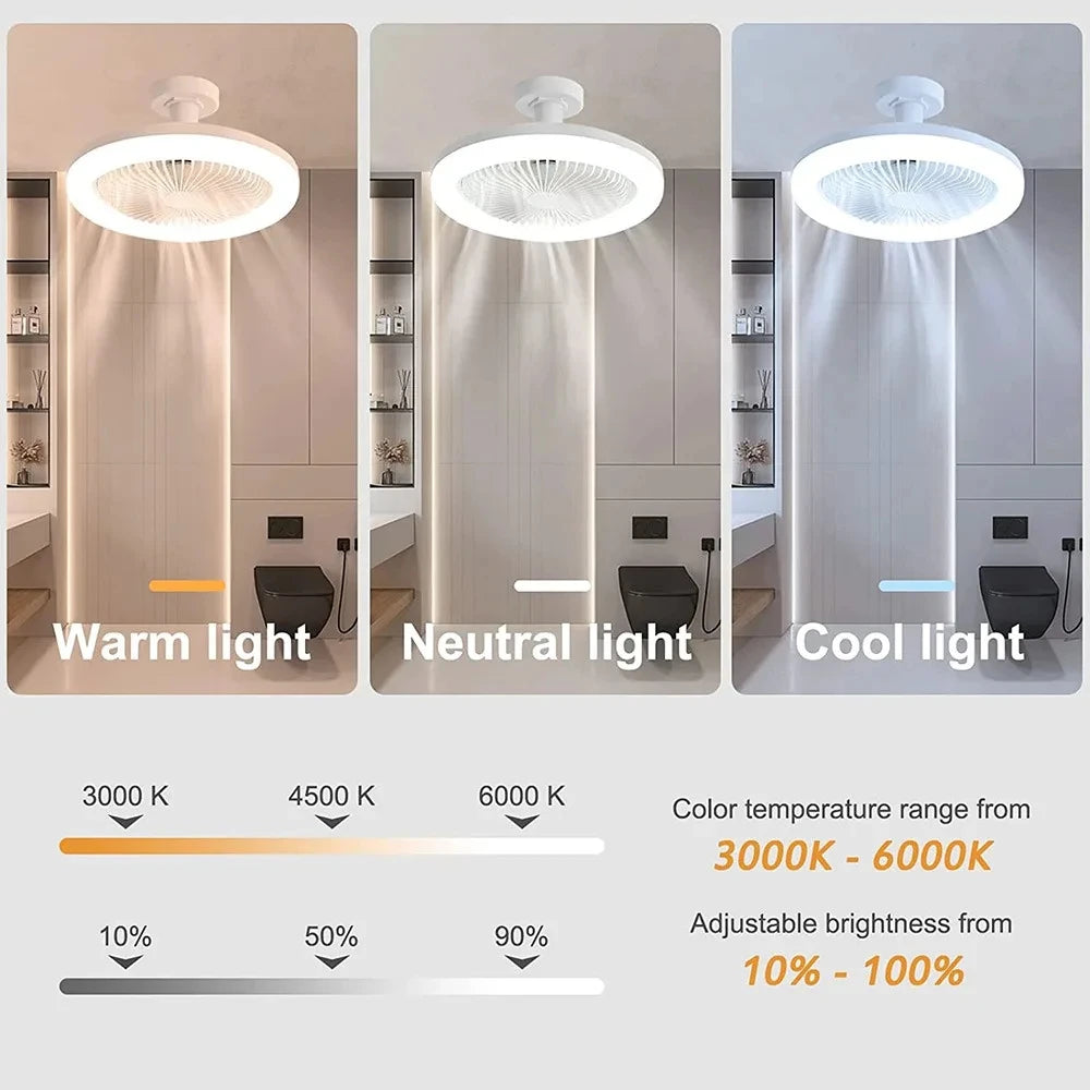 Ceiling Fan with Lighting Lamp Converter Base with Remote Control Ceiling Fan Lamp for Bedroom Living Home Silent 3 Speed