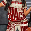 25/26 New Summer American Street Trendy Hot Girl Big Letter Shirt Element T-shirt Set Casual Adult Oversized Women's Top Shorts