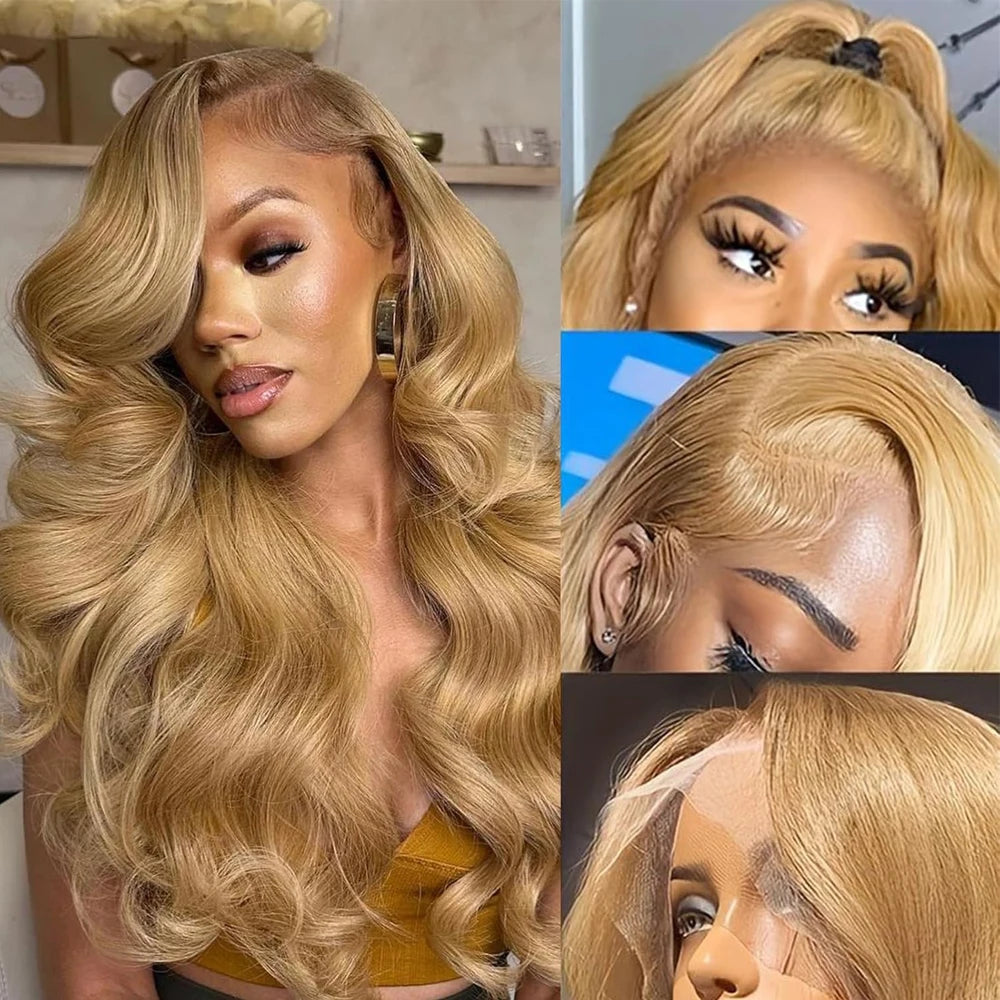 Body Wave 13x6 HD Lace Frontal Wig Honey Blonde Lace Front Wigs Synthetic Light Blonde Lace Front Wigs Glueless For Women