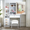 Makeup Vanity Set with Mirror and Light, Storage Drawer, Chair and Shelf, Adjustable Brightness Makeup Vanity with Light