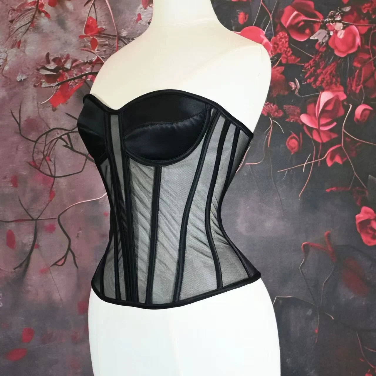 Steel Bone Transparent Bra Bustier Women's Waist Trainer Shapewear Girdles Corset Sexy Club Party Crop Top Lingerie Plus Size