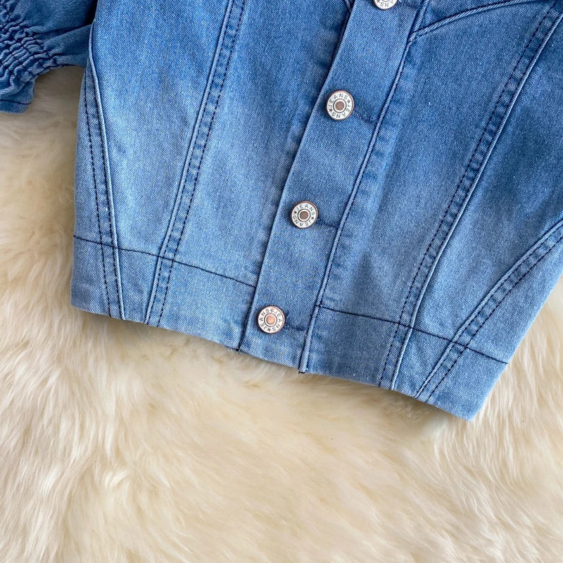Women Denim 2 Piece Sets Long Skirt Top Suit Skirts Tops Single Breasted Outfits Washed Distressed 2025 Summer Casual Ensemble