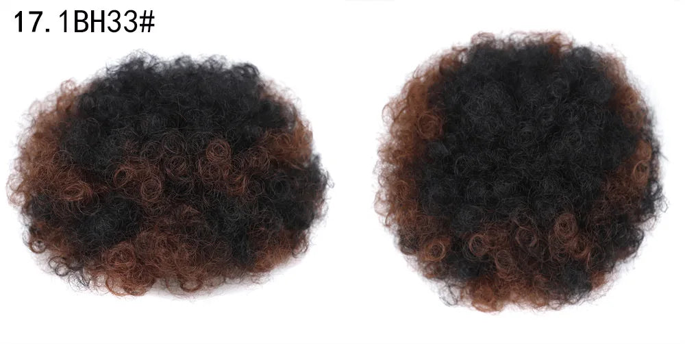 Synthetic Afro Puff Drawstring Ponytail Hair Bun 10 Inch Short Afro Kinkys Curly Afro Bun Extension Hairpieces Large Size